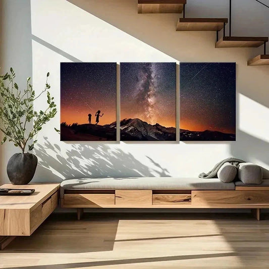 3pcs Classic Cartoon Art Starry Sky Wall Art Set Canvas Framed 40x60cm - High Quality Print 100% Australian Made Wall Canvas Ready to Hang