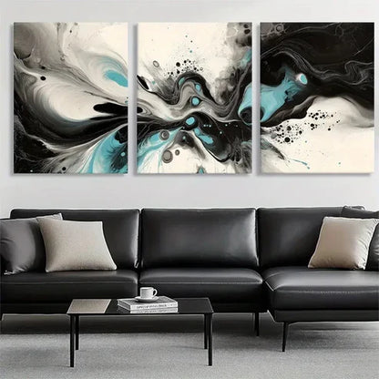 3pcs Black and White Abstract Wall Art Set Canvas Unframed - High Quality Print 100% Australian Made Wall Canvas