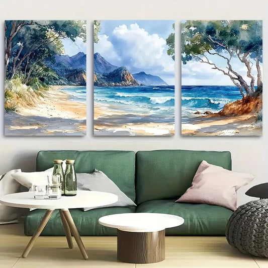 3pcs The Basin Australia Watercolor Vacation Metal Print Ready to Hang Art