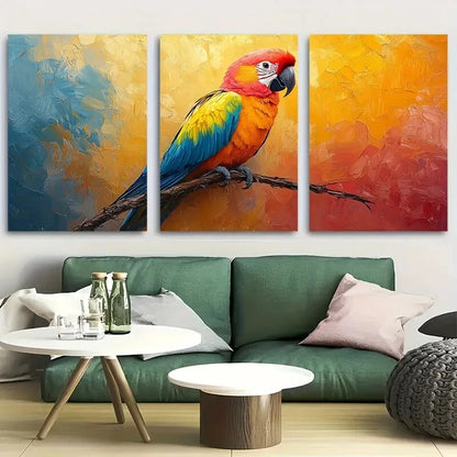 3pcs Vibrant Tropical Parrot Metal Print Ready to Hang Art