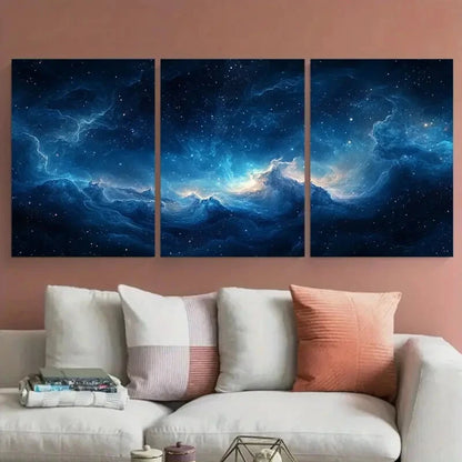 3pcs Blue Fantasy Dreamy Composition Metal Print Ready to Hang Art