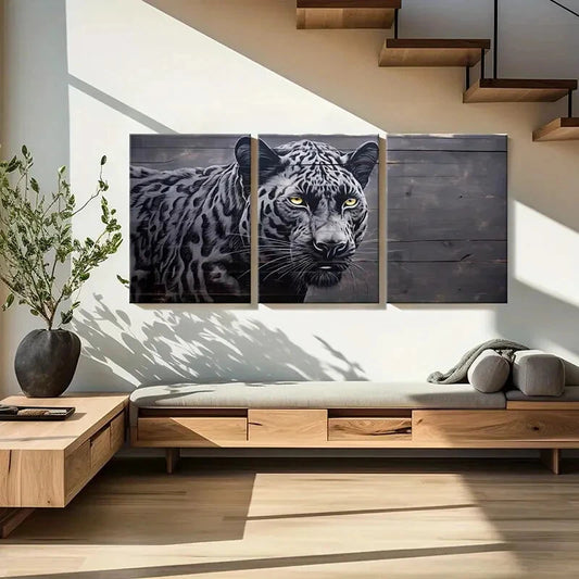 3pcs Artistic Leopard Print Modern Wall Art Metal Print Ready to Hang Art
