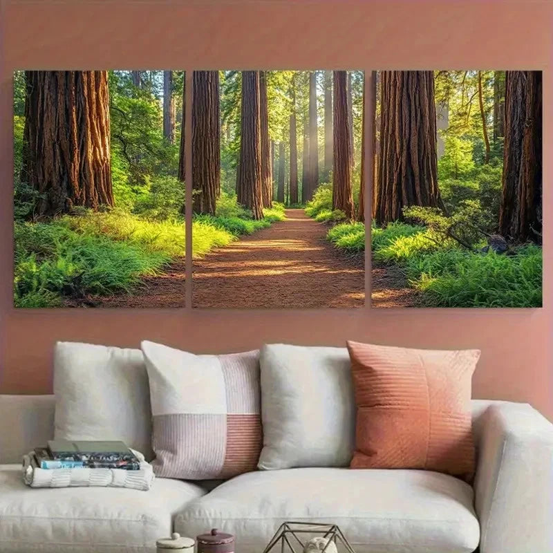 3pcs Redwood Forest California Grove of the Titans Metal Print Ready to Hang Art