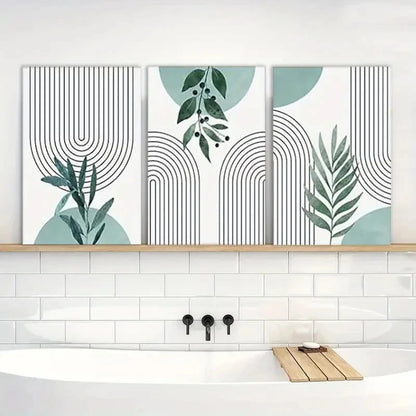 3pcs Painting Sage Green Wall Art Botanical Metal Print Ready to Hang Art