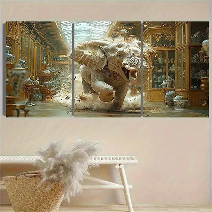 3pcs Majestic Elephant Wall Art Set Canvas Framed 40x60cm - High Quality Print 100% Australian Made Wall Canvas Ready to Hang