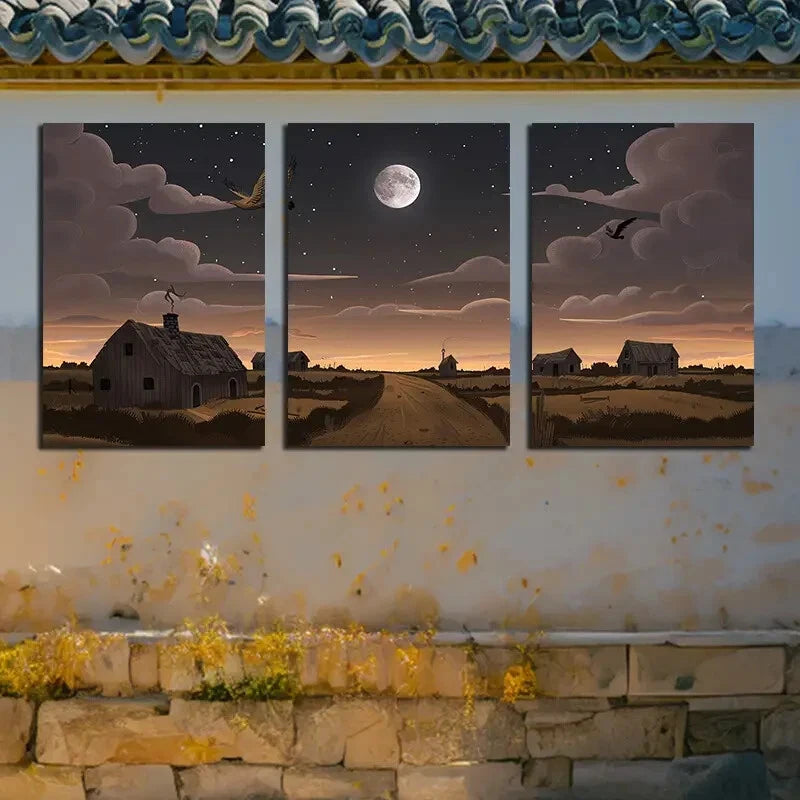 3pcs Dark Clouds Appear, Enveloping The Sky Metal Print Ready to Hang Art