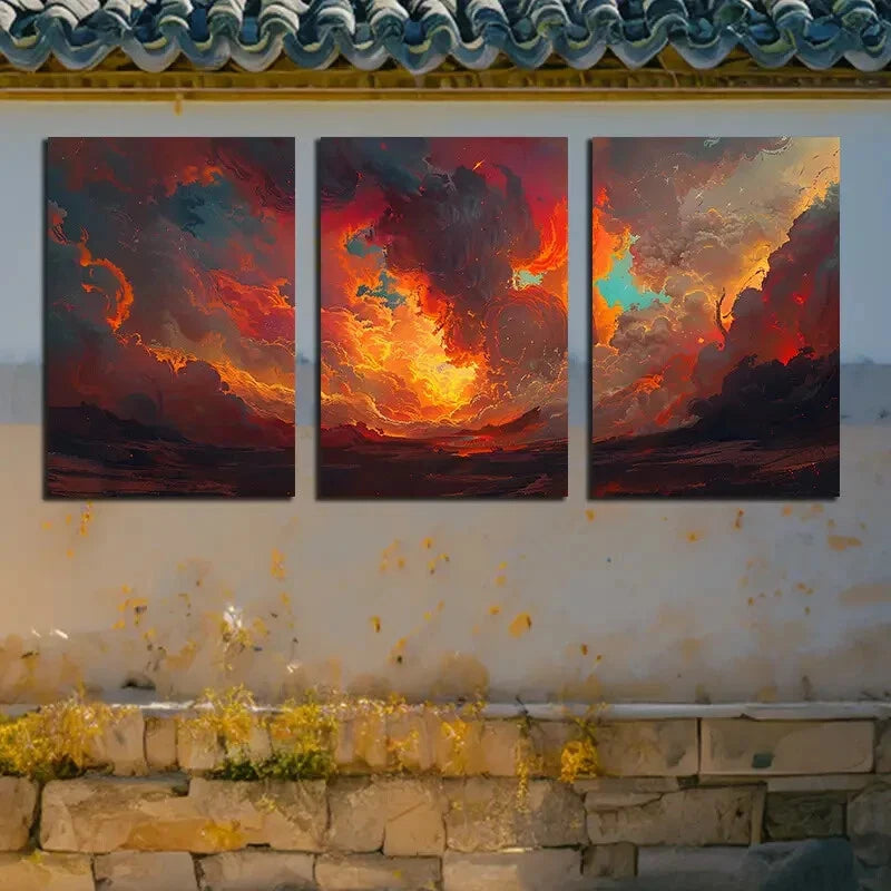 3pcs Vibrant Rotating Galaxies Design Metal Print Ready to Hang Art