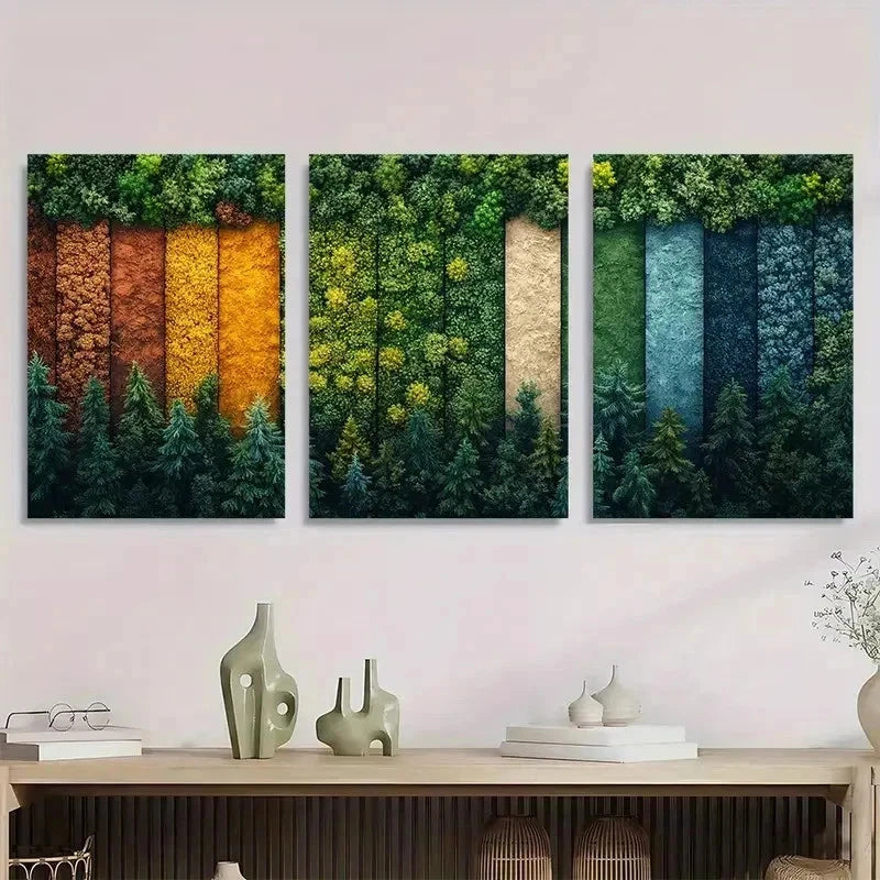 3pcs Patchwork Nature Scenic Landscape Perfect Wall Art Set Canvas Framed 60x90cm - High Quality Print 100% Australian Made Wall Canvas Ready to Hang