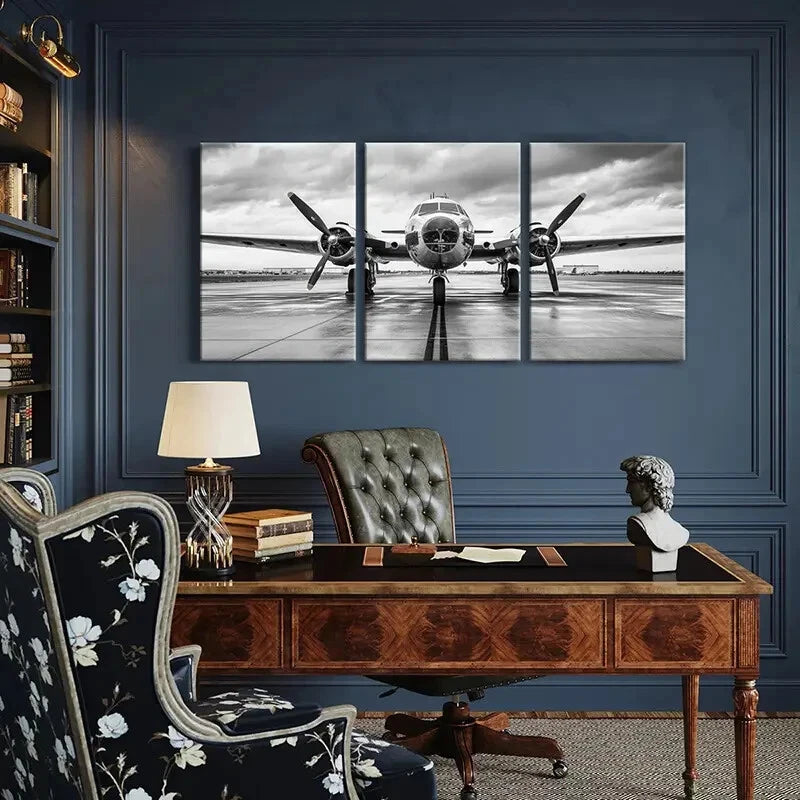 3pcs Industrial Design with Dramatic Sky Metal Print Ready to Hang Art