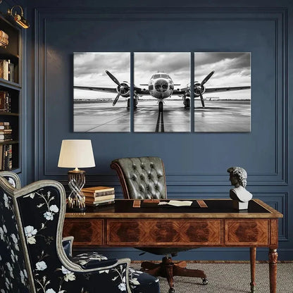 3pcs Industrial Design with Dramatic Sky Metal Print Ready to Hang Art