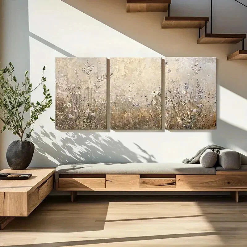 3pcs Abstract Floral Art Delicate Flowers Metal Print Ready to Hang Art