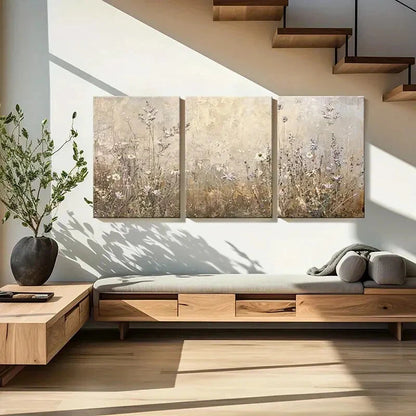 3pcs Abstract Floral Art Delicate Flowers Metal Print Ready to Hang Art