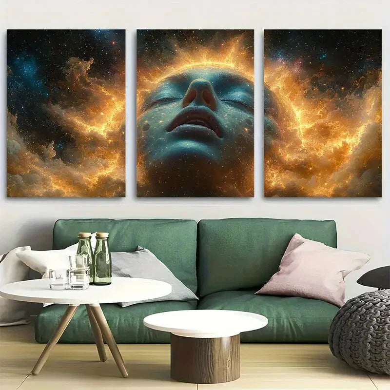 3pcs Trippy Mind Expanding Psychedelic Portrait Metal Print Ready to Hang Art