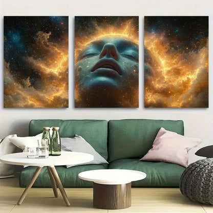 3pcs Trippy Mind Expanding Psychedelic Portrait Metal Print Ready to Hang Art