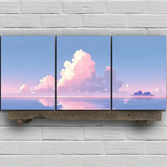 3pcs Beautiful Lines Modern Clouds Shaped Metal Print Ready to Hang Art