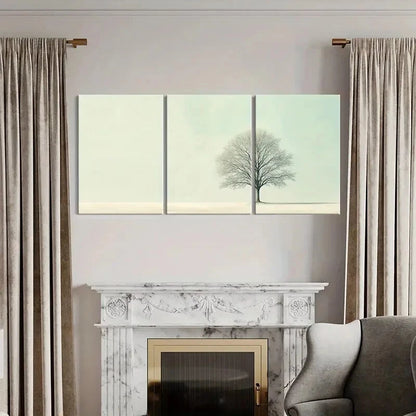 3pcs Tree Serene Landscape Minimalist Design Metal Print Ready to Hang Art