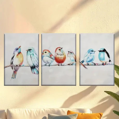 3pcs birds on a wire Wall Art Set Canvas Unframed - High Quality Print 100% Australian Made Wall Canvas