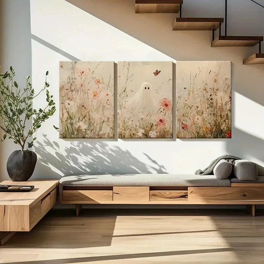 3pcs Artistic In Floral Field Ethereal Butterfly Metal Print Ready to Hang Art