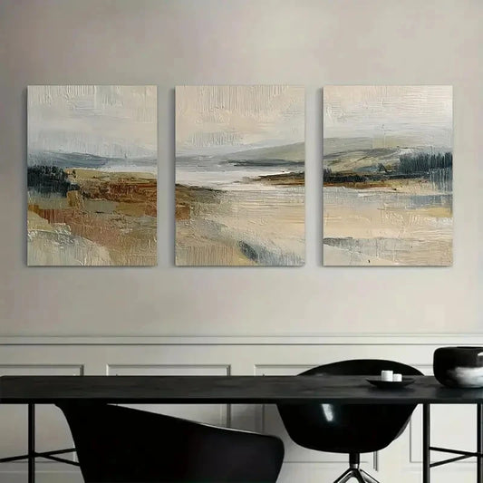 3pcs Abstract Oil Painting Trees and Sky Metal Print Ready to Hang Art