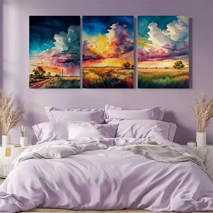 3pcs Abstract Nature Texas Landscape Wall Art Set Metal Print Ready to Hang Art