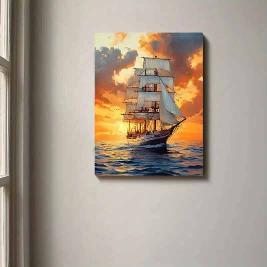 Beautiful Majestic Sailing Ship With Billowing 40x60cm Metal Print Ready to Hang