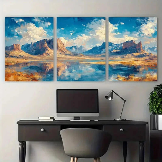 3pcs Arches National Park Mountains Landscape Metal Print Ready to Hang Art
