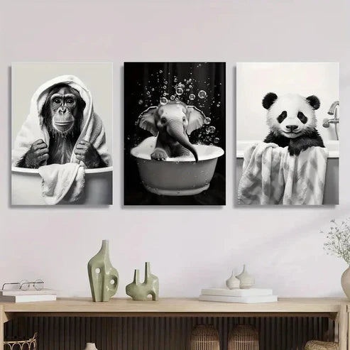 3pcs Artworks Featuring Adorable Cartoon Animal Wall Art Canvas Unframed - High Quality Print 100% Australian Made Wall Canvas