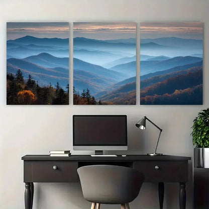 3pcs Tennessee Travel Smoky Mountains Landscape Wall Art Set Canvas Framed 60x90cm - High Quality Print 100% Australian Made Wall Canvas Ready to Hang