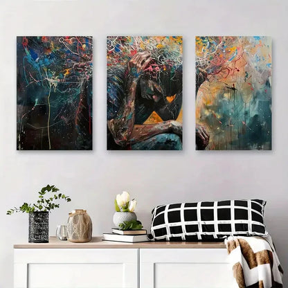 3pcs Abstract Emotional Expression Metal Print Ready to Hang Art