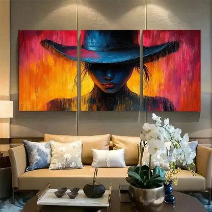 3pcs Abstract Female Figure Cowgirl Metal Print Ready to Hang Art