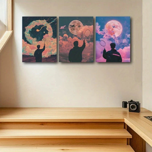 3pcs Modern Painting Colourful Clouds Metal Print Ready to Hang Art