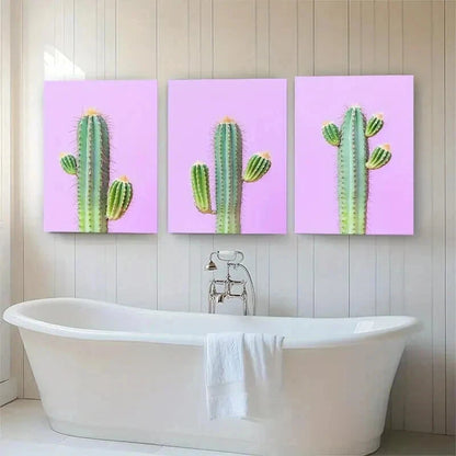 3pcs Cactus Modern Botanical Desert Perfect Wall Art Set Canvas Framed 40x60cm - High Quality Print 100% Australian Made Wall Canvas Ready to Hang