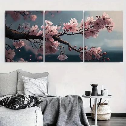 3pcs Cherry Blossom Serenity Sakura Branches Wall Art Set Canvas Framed 60x90cm - High Quality Print 100% Australian Made Wall Canvas Ready to Hang