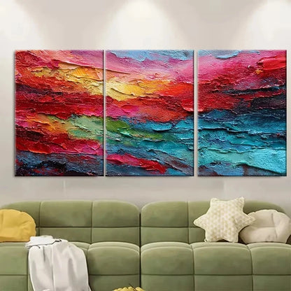 3pcs Vibrant textured clouds over deep ocean Wall Art Set Canvas Framed 50x70cm - High Quality Print 100% Australian Made Wall Canvas Ready to Hang