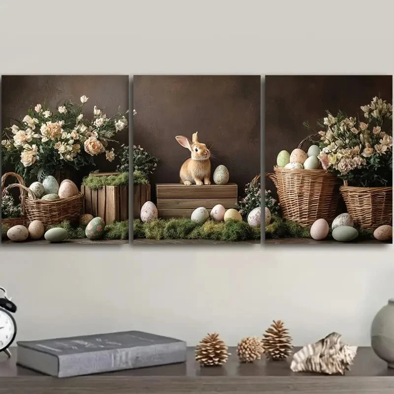 3pcs Vibrant Spring Floral Design Metal Print Ready to Hang Art