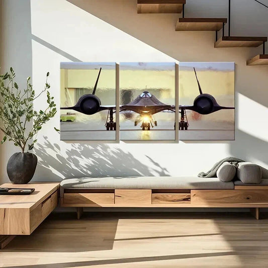 3pcs Military Fighter Jets Design Wall Art Set Canvas Framed 40x60cm - High Quality Print 100% Australian Made Wall Canvas Ready to Hang