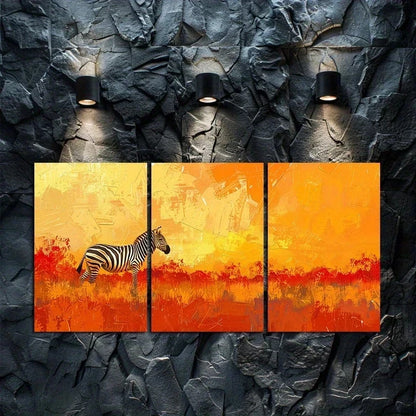 3pcs Zebra Abstract Oil Painting Metal Print Ready to Hang Art