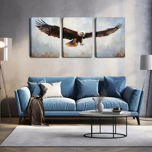 3pcs Majestic Bald Eagle Triptych Wall Art Canvas Unframed - High Quality Print 100% Australian Made Wall Canvas