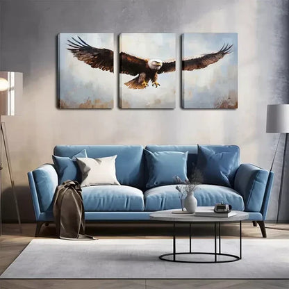3pcs Majestic Bald Eagle Triptych Wall Art Canvas Unframed - High Quality Print 100% Australian Made Wall Canvas