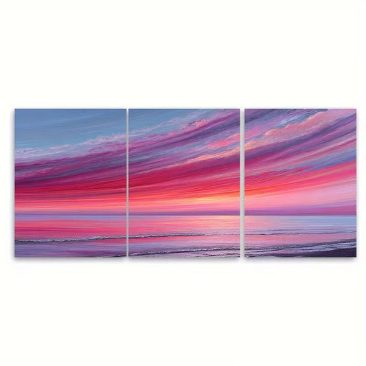 3pcs Colorful Sky Surrealist Oil Painting Metal Print Ready to Hang Art