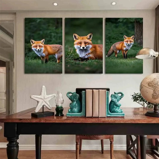 3pcs Vibrant Wildlife Modern Classic Fox Metal Print Ready to Hang Art