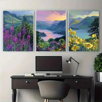 3pcs The Lake District National Park Travel Wall Art Set Canvas Framed 40x60cm - High Quality Print 100% Australian Made Wall Canvas Ready to Hang