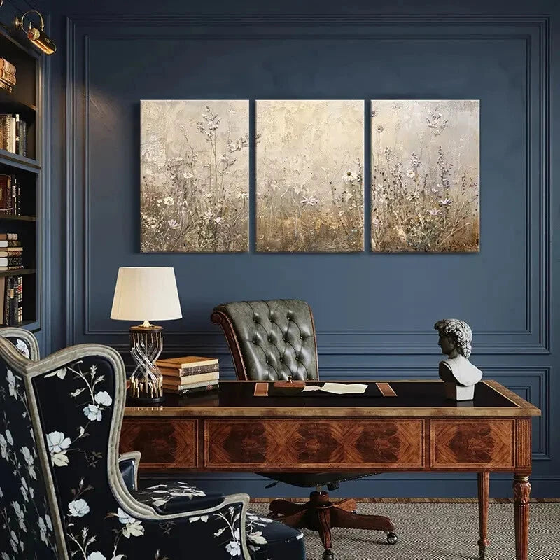 3pcs Abstract Floral Art Delicate Flowers Metal Print Ready to Hang Art