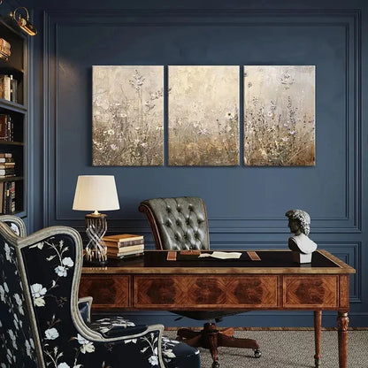 3pcs Abstract Floral Art Delicate Flowers Metal Print Ready to Hang Art