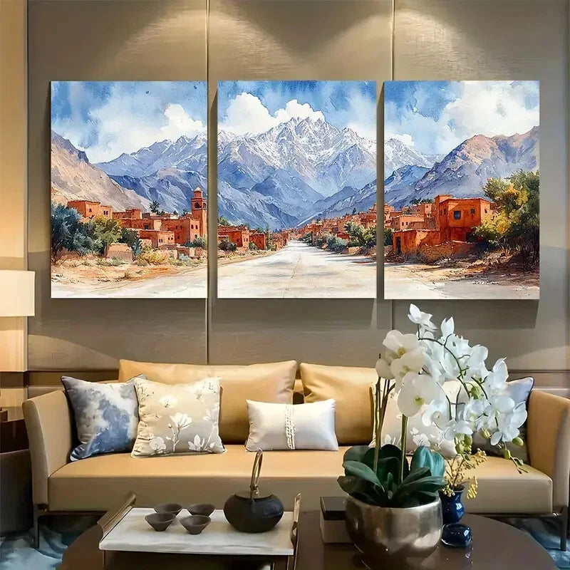 3pcs Mount Toubkal Morocco Travel Metal Print Ready to Hang Art