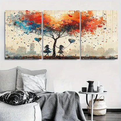 3pcs Abstract Tree and Butterfly Wall Art Set Canvas Framed 40x60cm - High Quality Print 100% Australian Made Wall Canvas Ready to Hang