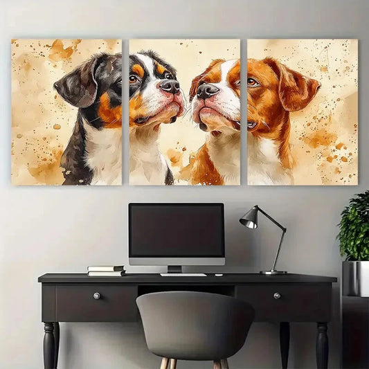 3pcs Watercolor Dogs Portrait Pet Memorial Metal Print Ready to Hang Art