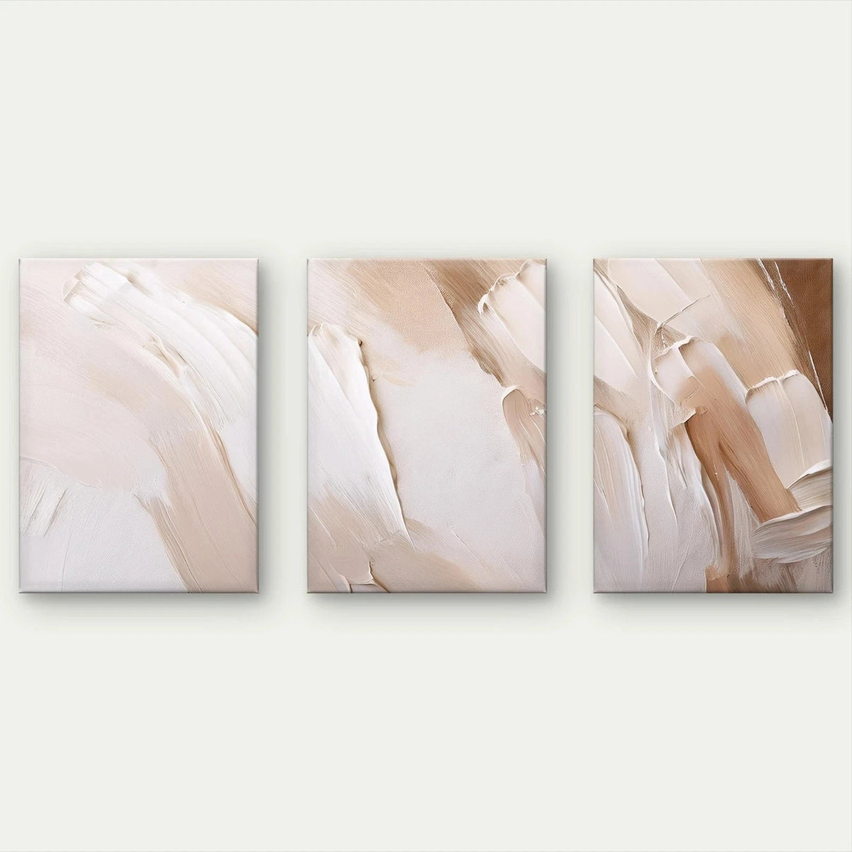 3pcs Modern Minimalist Beige and White Textured Wall Art Set Canvas Framed 40x60cm - High Quality Print 100% Australian Made Wall Canvas Ready to Hang