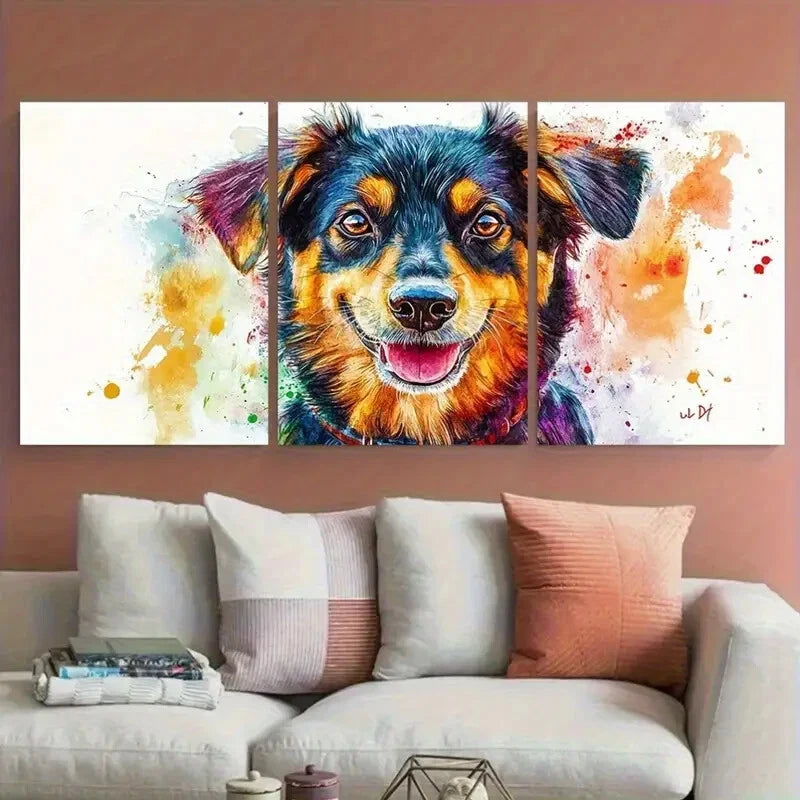 3pcs Dog Memorial Pet Portrait Watercolor Design Metal Print Ready to Hang Art