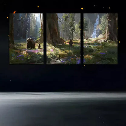 3pcs a Sloth Of Bears In A Forest Canvas Framed 60x90cm - High Quality Print 100% Australian Made Wall Canvas Ready to Han